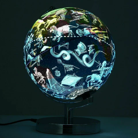 Lisslune | World Globe LED Constellation Map & Floating Night Light – Electromagnetic Levitation Globe