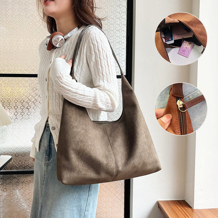 Lisslune | Suede messenger bag with large capacity