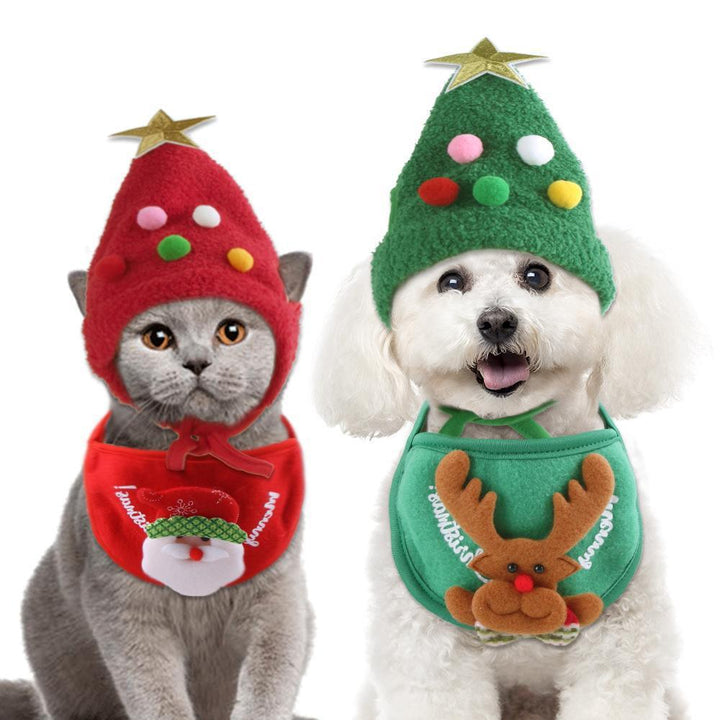 Lisslune | Christmas Pet Hat with Fluff and Golden Edge