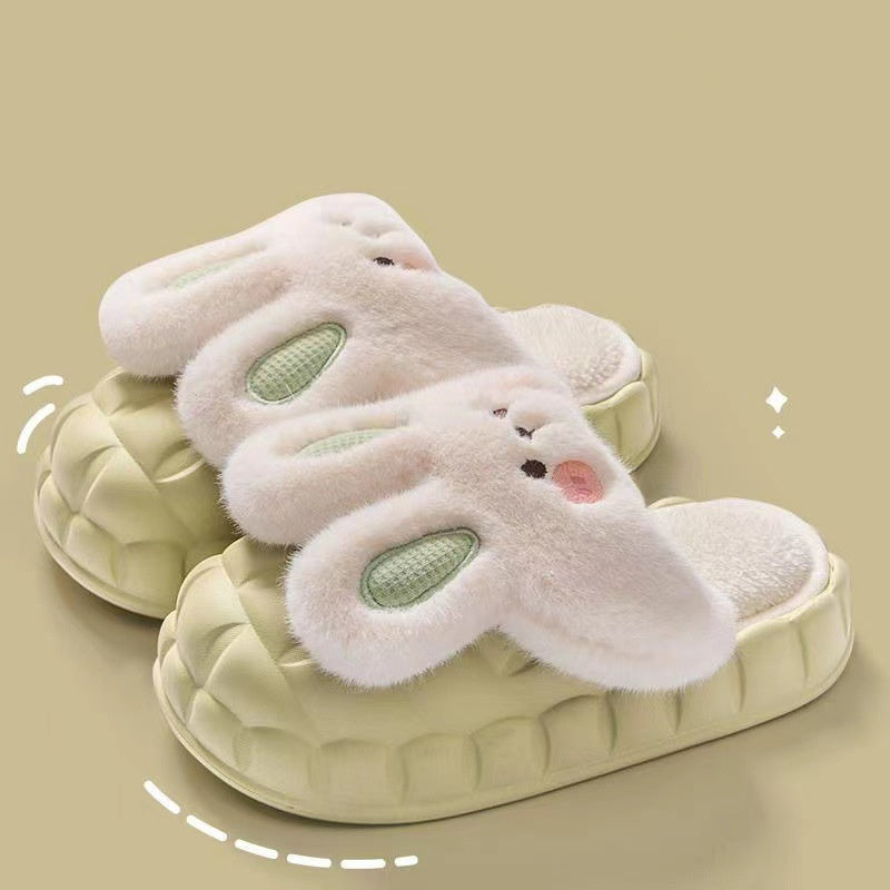 Lisslune | Cute Bunny Shoes Winter Fuzzy Slippers Women Removable Washable Slippers