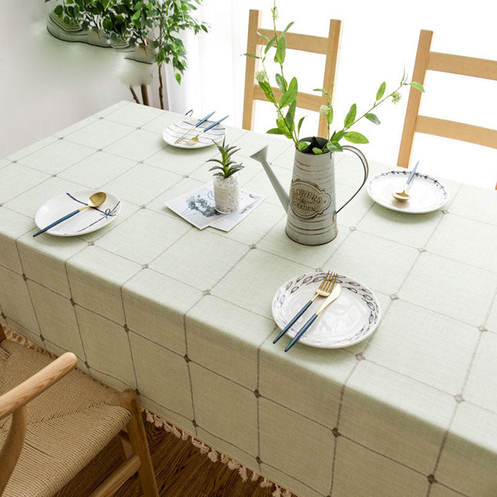 Lisslune | Waterproof Oil-resistant Rectangular Tablecloth Cotton Linen Wrinkle-resistant Tablecloth for Kitchen Dining Room Buffet Party
