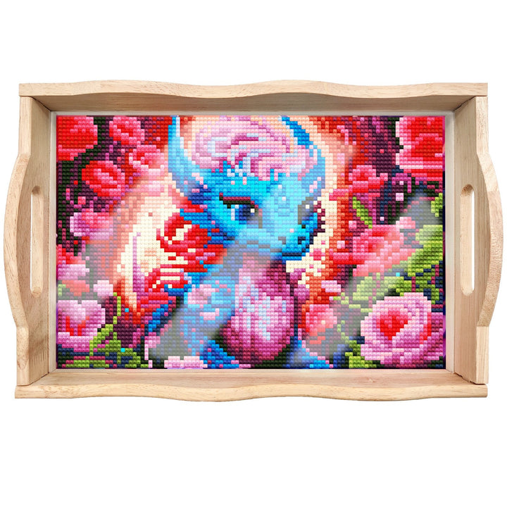 Lisslune | DIY Diamond Painting Wooden Tray Food Tray with Handle Living Room Decoration Mandala Wooden Tray Kit