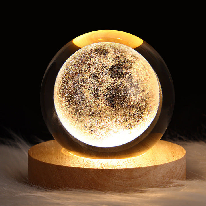 Lisslune | LED Night Light Galaxy Crystal Ball Table Lamp 3D Planet Moon Lamp Bedroom Home Decor For Kids Party Children's Birthday Gifts