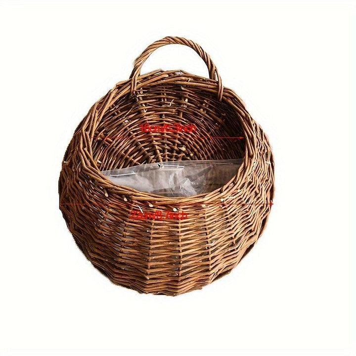 Lisslune | Rustic blue rattan flower wall basket for real or artificial flowers