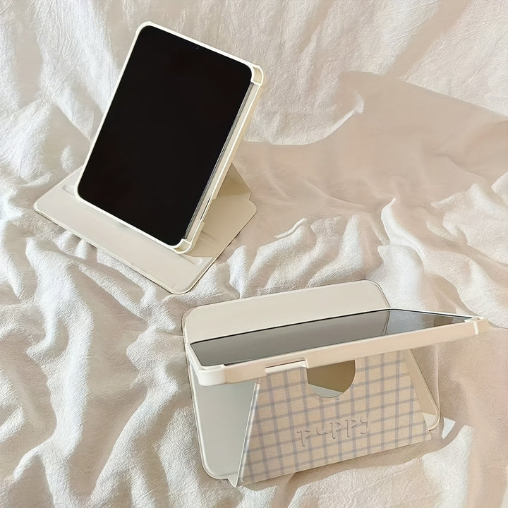 Lisslune | 1pc Cartoon Puppy Weißes Plaid Tablet Hülle für iPad Air11 2025/10.9/Air4/5/6/10.2/Pro 11/A16*10. Generation/9.7/10.5 Kann Schlafen/Wachen