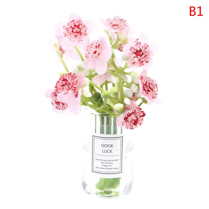 Lisslune | Hanging Mini Glass Vase Wind Chimes with Mini Flower Decor for Home and Dollhouse