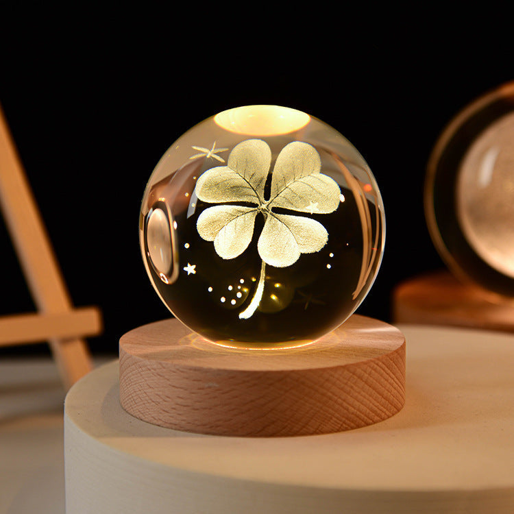 Lisslune | LED Night Light Galaxy Crystal Ball Table Lamp 3D Planet Moon Lamp Bedroom Home Decor For Kids Party Children's Birthday Gifts