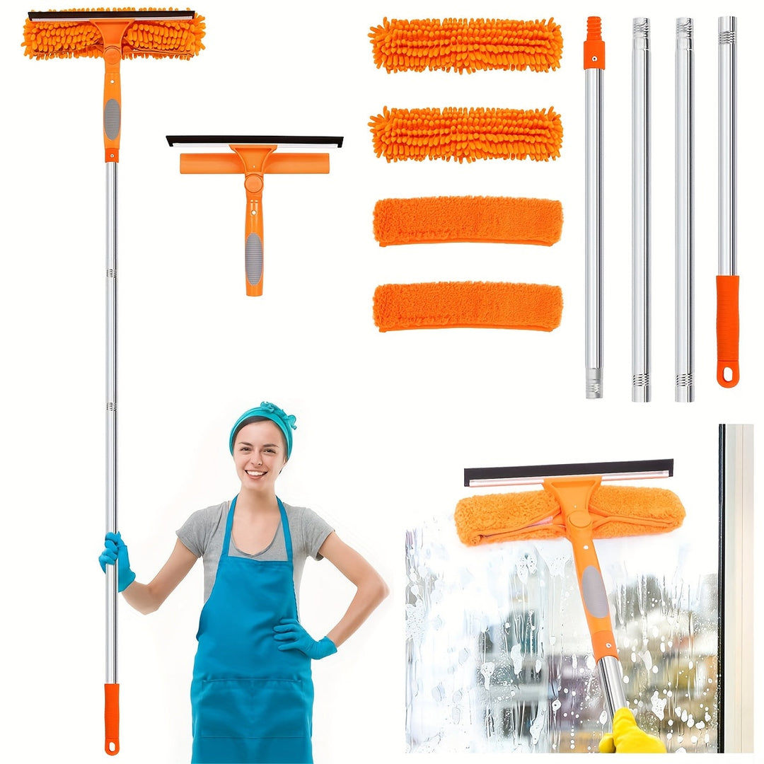 Lisslune | Crystal Clear Window Cleaner – Professional 2-in-1 Telescopic Window and Glass Cleaning System
