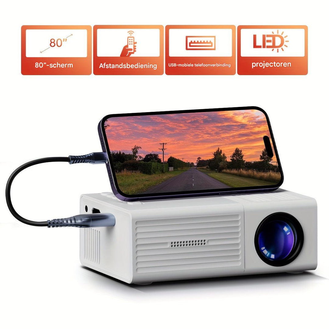 Lisslune | LumoBeam Ultra-Bright Mini Projector (3000 Lumens) – Compact HD Home & Outdoor Cinema
