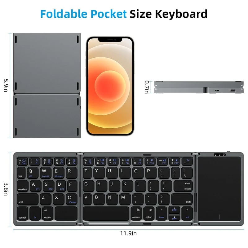 Lisslune | Foldable Bluetooth Keyboard with Touchpad