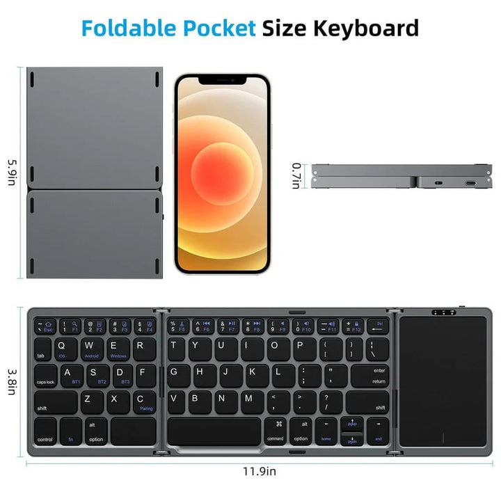 Lisslune | Foldable Bluetooth Keyboard with Touchpad