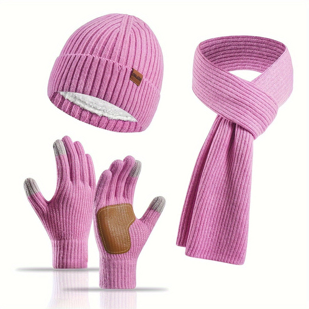 Lisslune | Winter Comfort Set – Knitted Beanie, Scarf and Gloves for Unisex