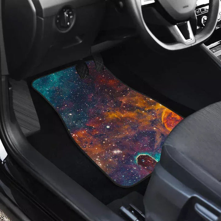 Lisslune | Galaxy Space Teal & Orange Car Mats Set