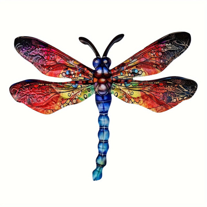 Lisslune | 1/2 piece vibrant dragonfly wall art made of metal – artistic outdoor decoration for gardens, homes, and events – durable, versatile, and eye-catching – a perfect gift idea for any occasion