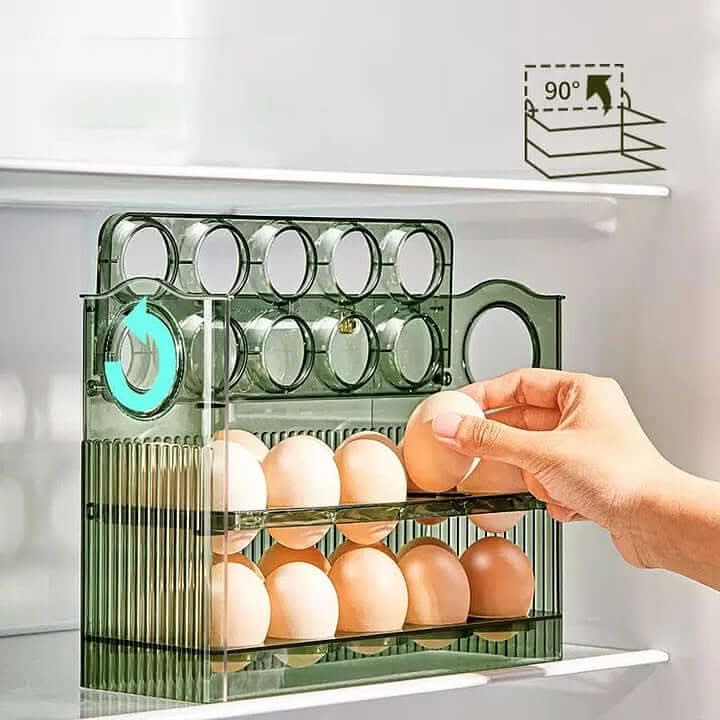 Lisslune | Clear Egg Organizer – Space-Saving Rolling Fridge Storage