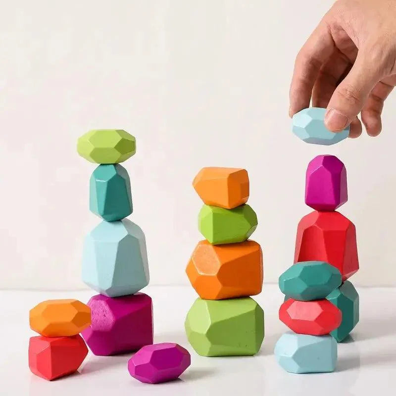 Lisslune | Colorful Wooden Building Blocks Set for Creative Learning and Logical Development