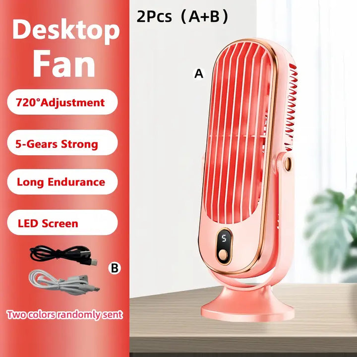 Lisslune | Portable Mini Air Conditioner with USB Charging – 5 Speeds & 720° Rotation