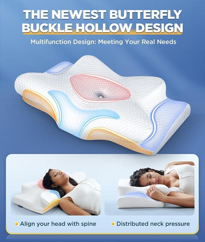 Lisslune | Memory Foam Neck Pillow | Ergonomic Support for Neck Pain Relief at Home