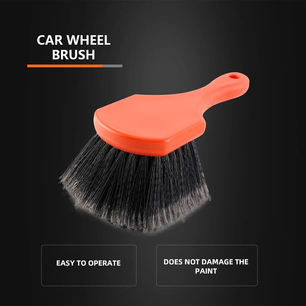 Lisslune | Simple Wheel Cleaning Brush with Soft Bristles and Ergonomic Handle