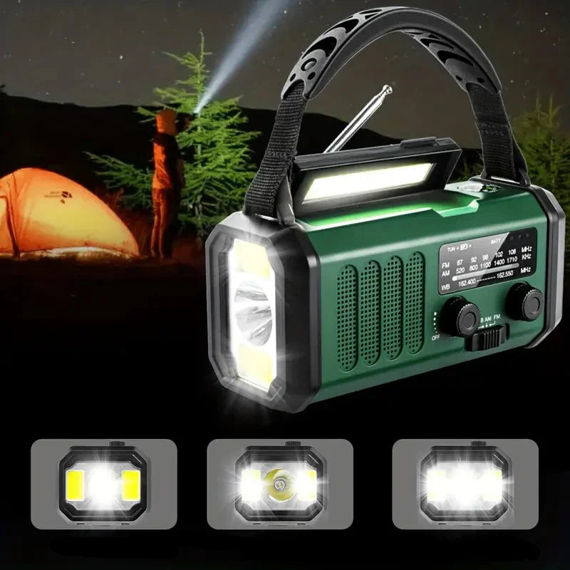 Lisslune | Solar emergency radio with power bank – crank radio with LED flashlight for camping & outdoor