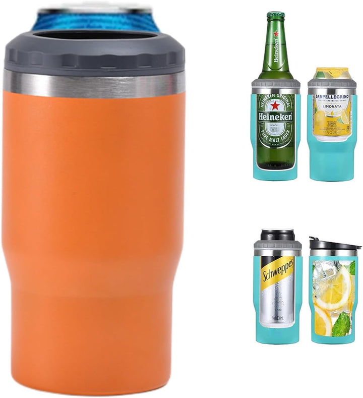 Lisslune | 4 in 1 stainless steel can/bottle insulator, 14Oz two-way lid SUS insulated can cooler, beer bottle holder (Black)
