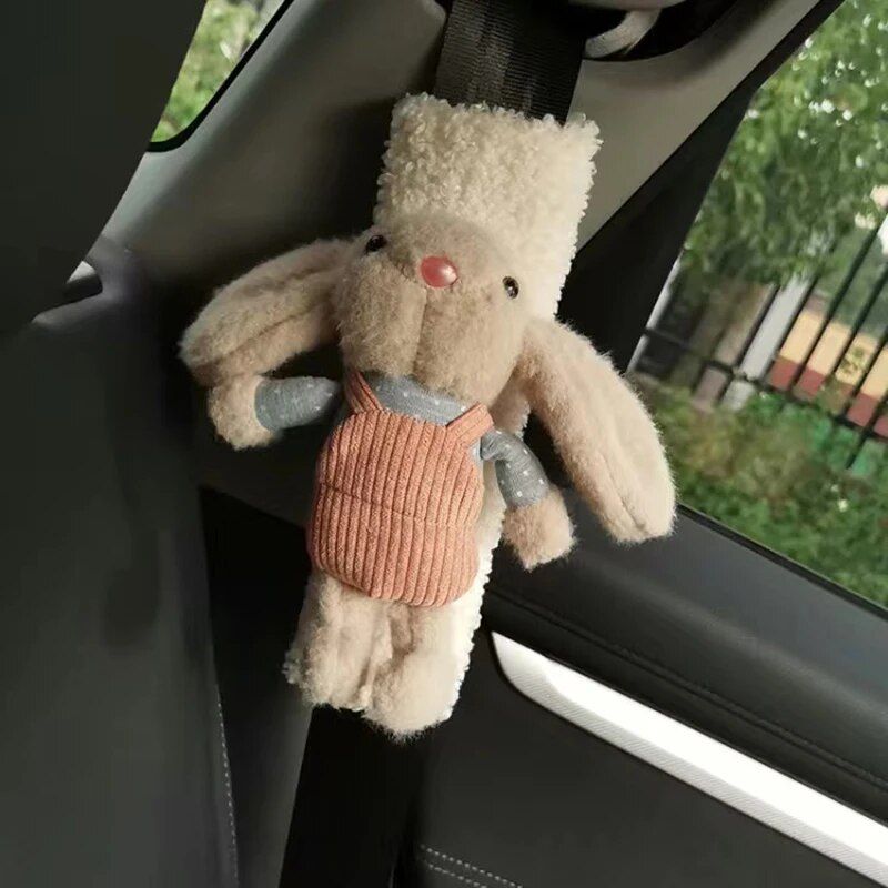 Lisslune | Plush Rabbit Seat Belt Decoration with Shoulder Pad & Headrest Pillow