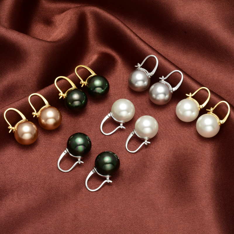 Lisslune | Black Pearl Earrings  Available in White Champagne Grey Gold and Black  Pearl Dangle Earrings