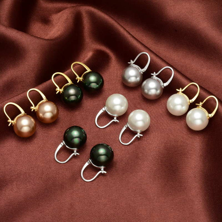 Lisslune | Black Pearl Earrings  Available in White Champagne Grey Gold and Black  Pearl Dangle Earrings