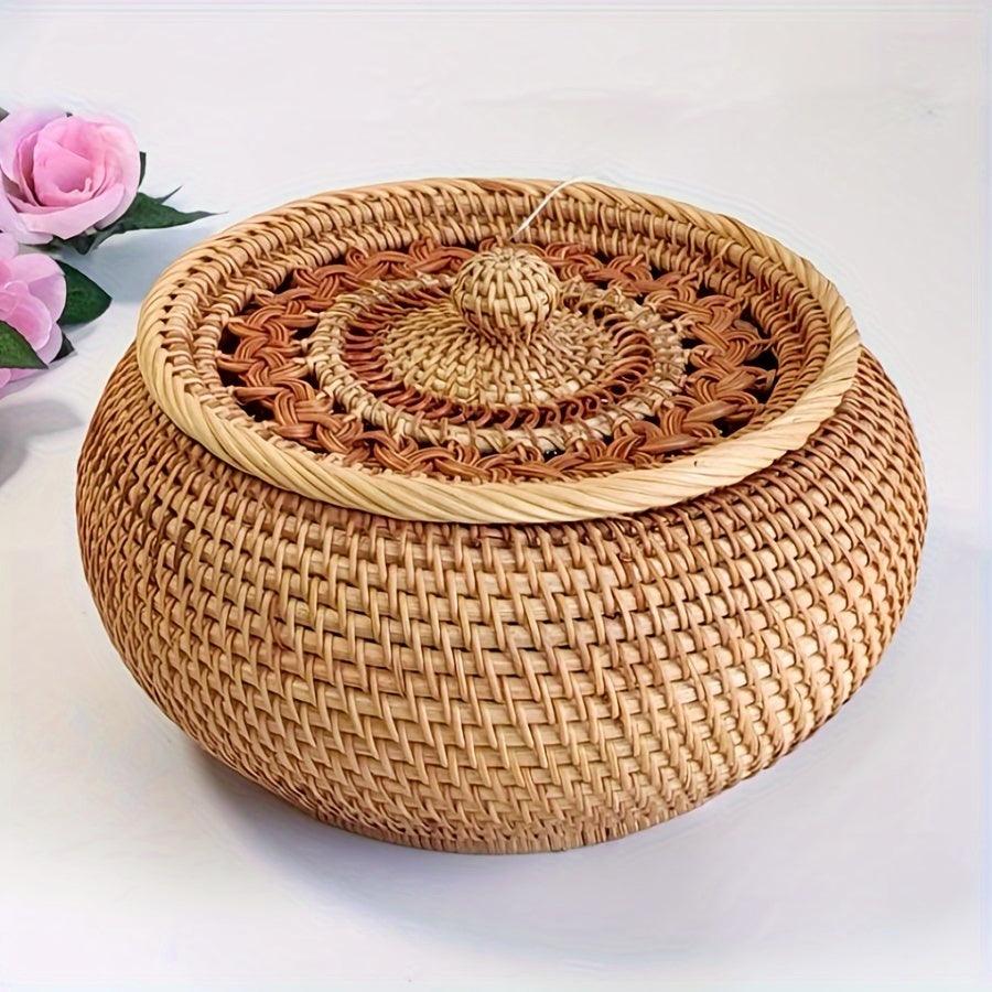 Lisslune | Chic handcrafted rattan storage basket with lid