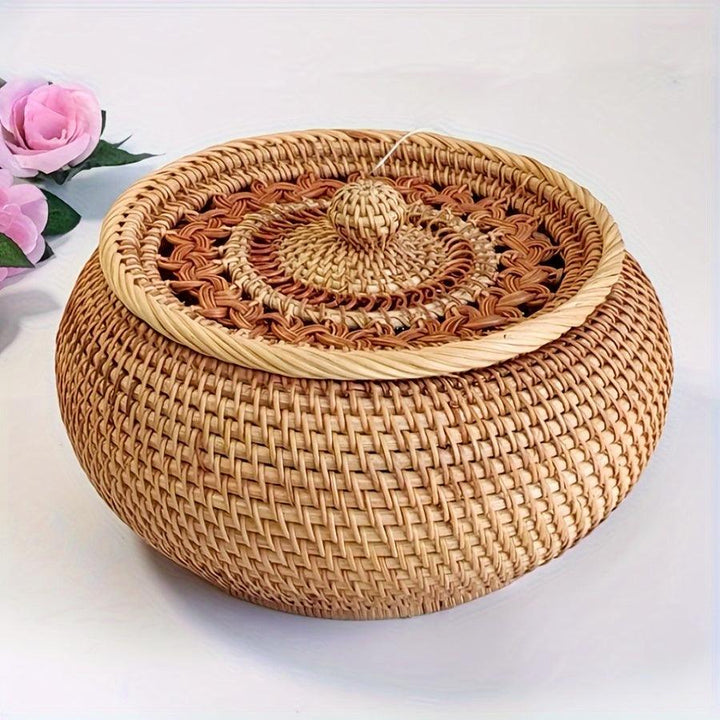 Lisslune | Chic handcrafted rattan storage basket with lid