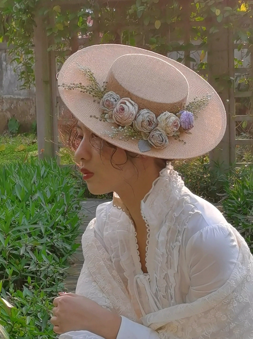 Lisslune | Handmade French Hat, Retro And Elegant Hollow Flower Forest Style Flat Hat