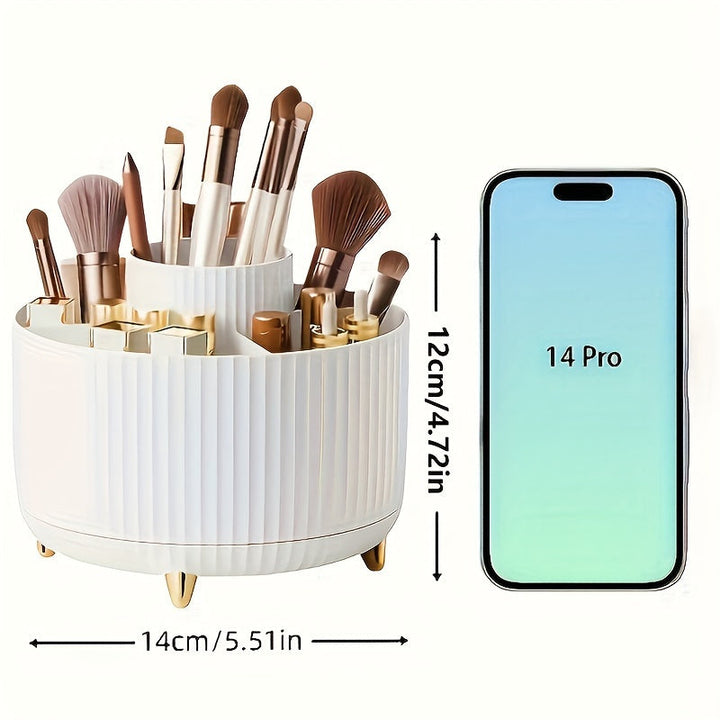 Lisslune | GlamSpin – 360° Rotating Makeup & Desk Organiser with 5 Compartments