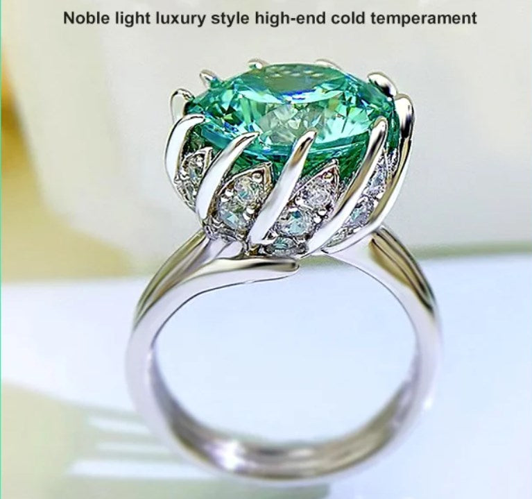 Skorter | 6 Carat Paraiba Blue-green Lotus Diamond Ring