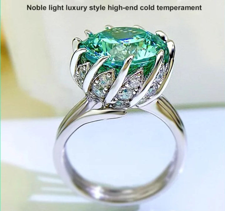 Skorter | 6 Carat Paraiba Blue-green Lotus Diamond Ring