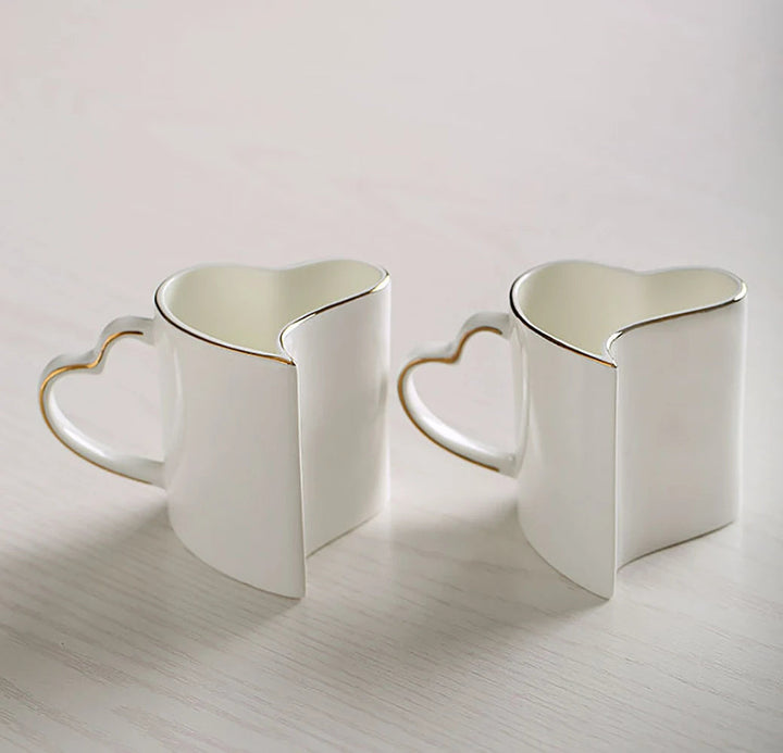 Lisslune | 2pcs Valentines day Heart Shape Couple Mug