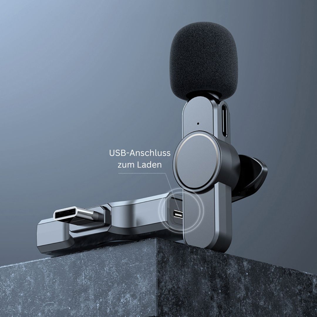 Lisslune | Wireless Mini Microphone for Smartphone – Lavalier Mic with Noise Reduction & 10h Battery
