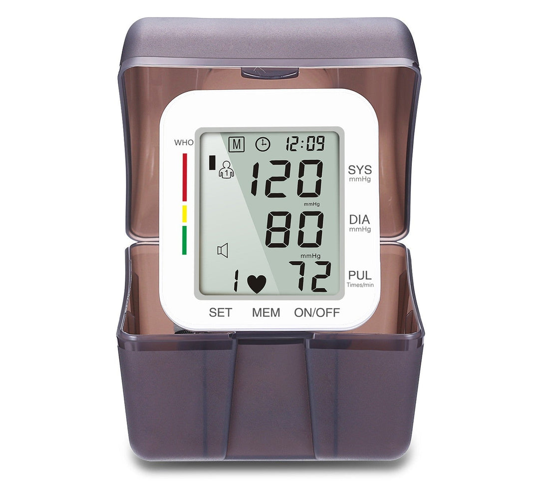Lisslune | Rechargeable Electronic Wrist Blood Pressure Monitor, with Accurate Fast Reading, Large Display & One Touch Operation, for Home Use