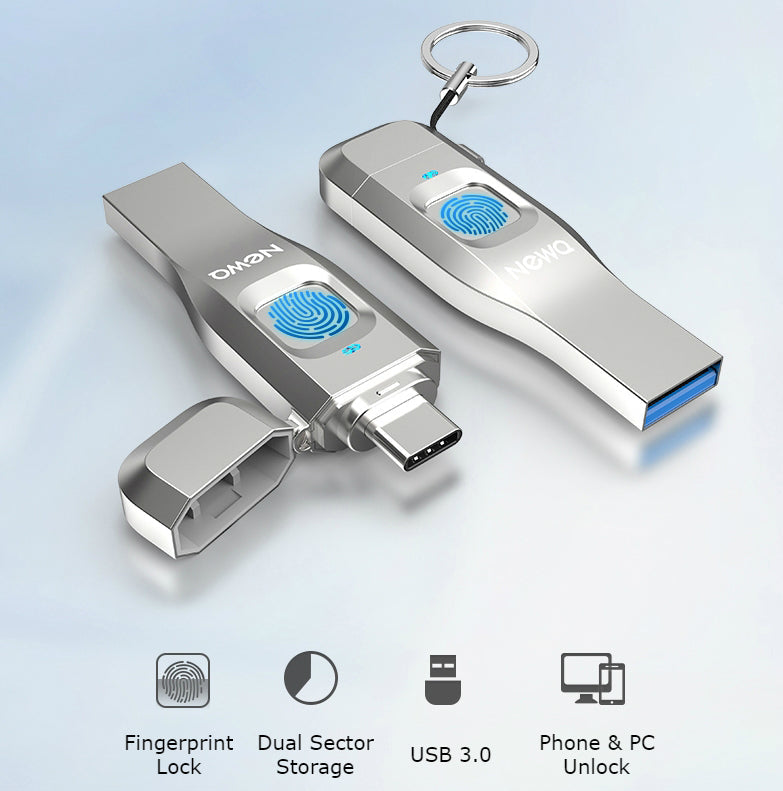 Lisslune | USB3.0 Fingerprint Encryption USB Flash Disk with APP Management System, for Business / Personal Data Security