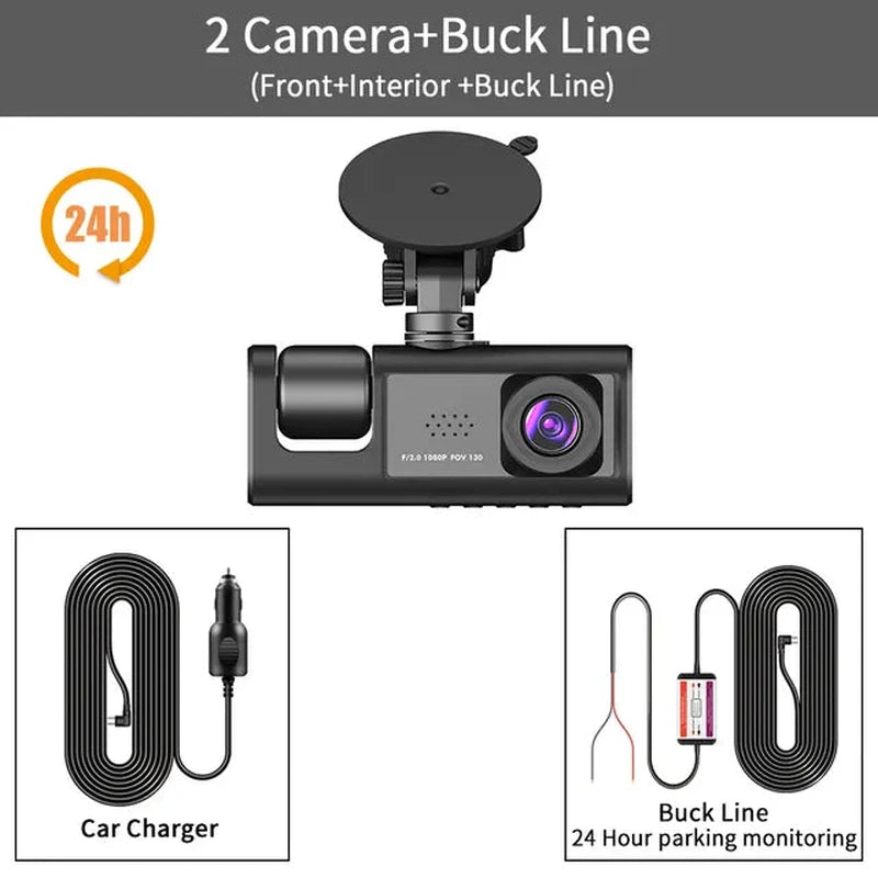 Lisslune | DriveGuard 1080P TriCam | Car Dashcam | Three Cameras | 24U Parking Monitoring