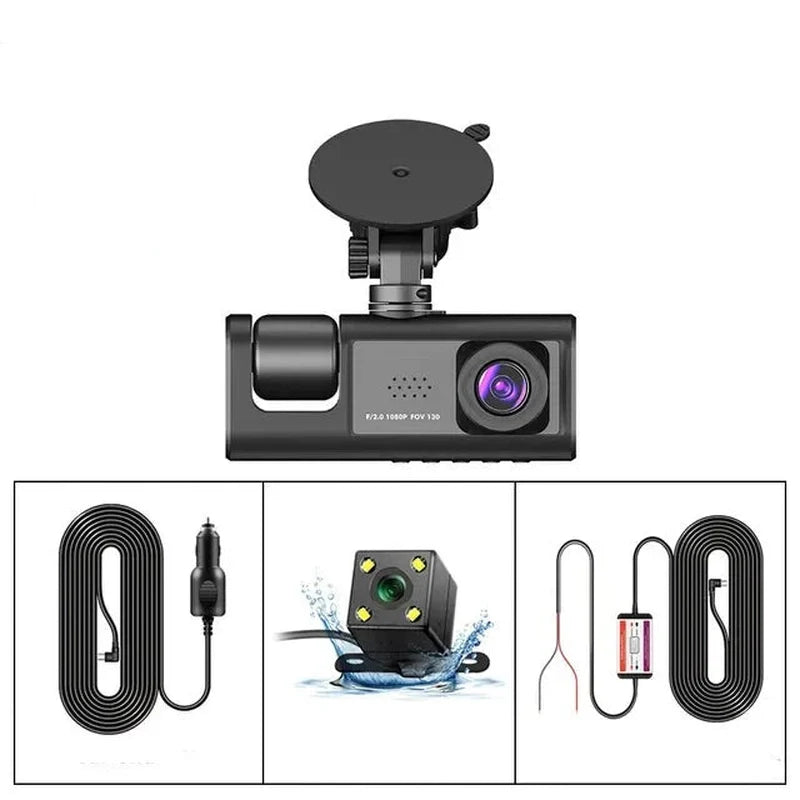 Lisslune | DriveGuard 1080P TriCam | Car Dashcam | Three Cameras | 24U Parking Monitoring