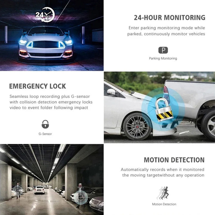 Lisslune | DriveGuard 1080P TriCam | Car Dashcam | Three Cameras | 24U Parking Monitoring