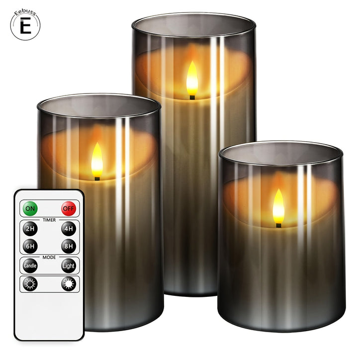 Lisslune | CandleAura - LED Grey Candles with Realistic Flame
