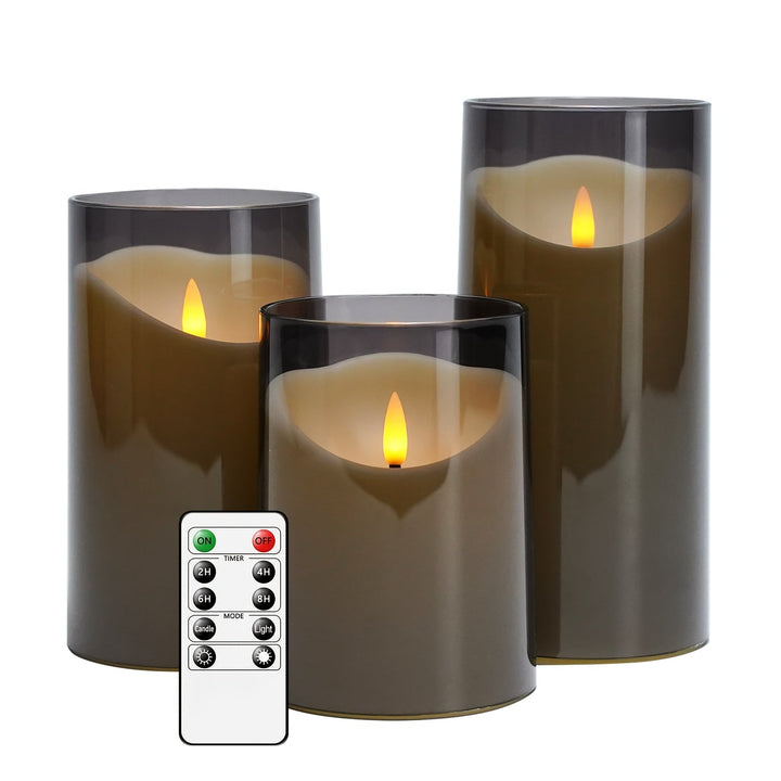 Lisslune | CandleAura - LED Grey Candles with Realistic Flame