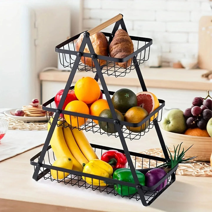 Lisslune | 3-Tier Metal Fruit Basket for Kitchen Counter