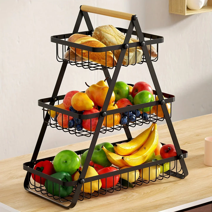 Lisslune | 3-Tier Fruit Basket Stand – Space-Saving Kitchen Storage