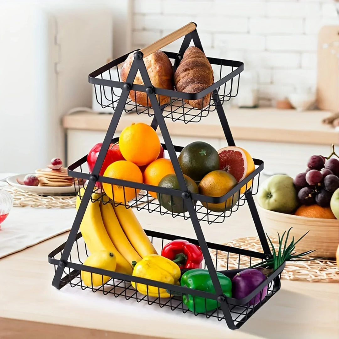 Lisslune | 3-Tier Fruit Basket Stand – Space-Saving Kitchen Storage