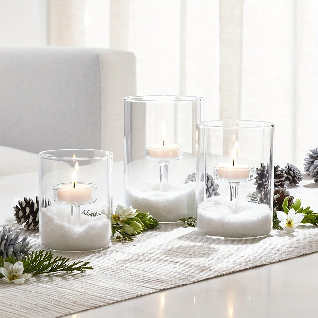 Lisslune | PureLight - Trio of Transparent Candle Holders for Elegant Tables