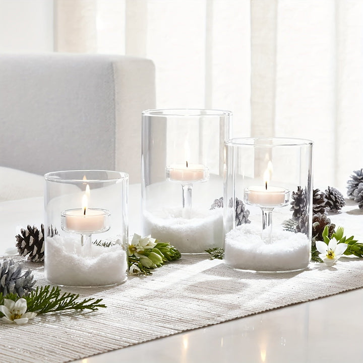Lisslune | PureLight - Trio of Transparent Candle Holders for Elegant Tables