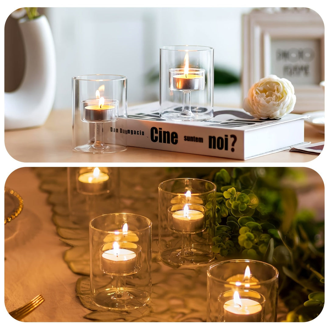 Lisslune | PureLight - Trio of Transparent Candle Holders for Elegant Tables