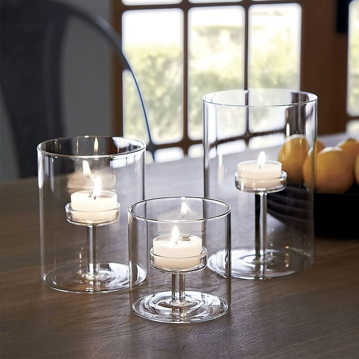 Lisslune | PureLight - Trio of Transparent Candle Holders for Elegant Tables